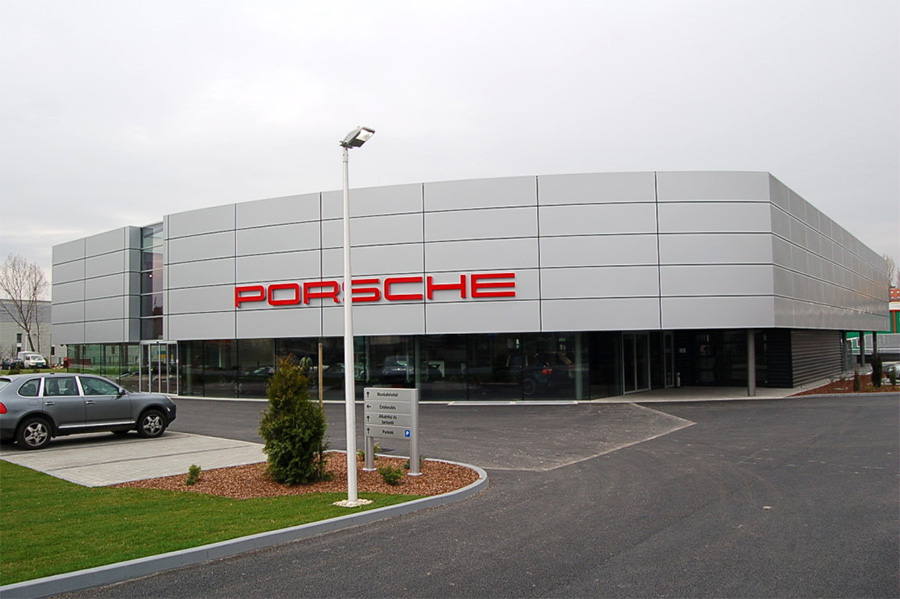 PORSCHE car showroom and service workshop