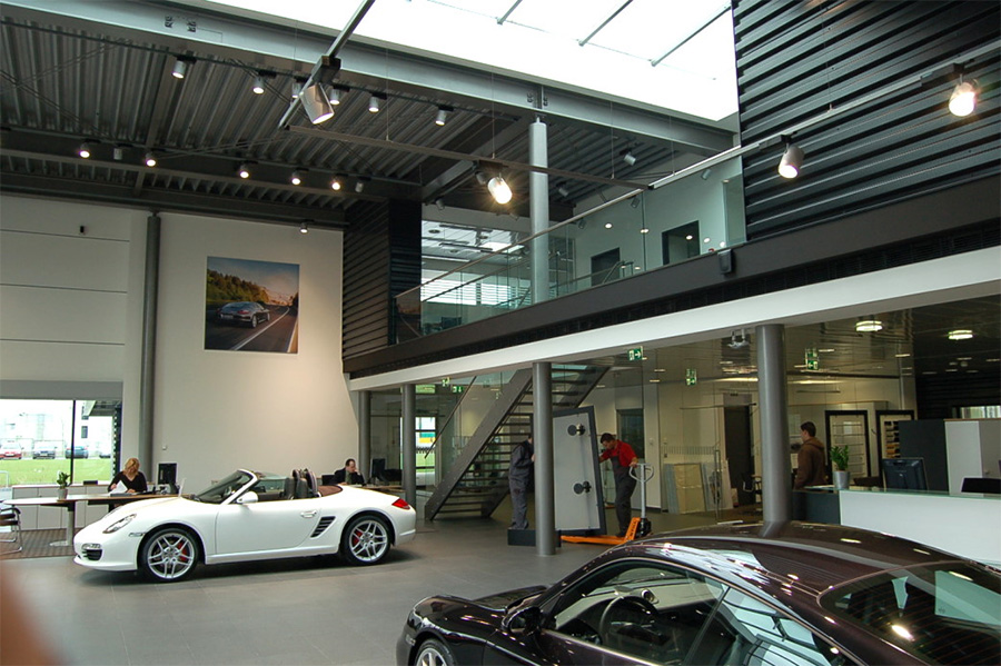 PORSCHE car showroom and service workshop